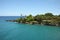 Cruising past beautiful landscape into the port of La Romana, Dominican Republic, Caribbean