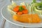 Crumbed fish fillet served on a plate