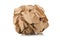 Crumbled brown recycled paper ball on white background