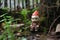 crumbled gnome in a desolate, abandoned garden