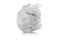 Crumbled white paper ball with pencil writing on white background