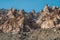 Crumbling rock. Abstract crumbling cliff rock formation. Eroding rock cliffs