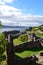 Crumbling Stone Ruins of Urquhart Castle in Scotland