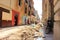 Crumbling streets and buildings in Habana Vieja neighborhood, La Havana, Cuba