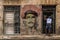 Crumbling wall painted with face of Che Guevara in Cuba