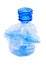 Crumpled blue plastic bottle