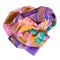 Crumpled brown, violet, green batic silk scarf