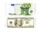 Crumpled hundreds dollar vs euro