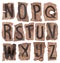 Crumpled letters from N to Z
