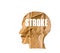Crumpled paper shaped as a human head and STROKE concept on whit