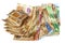 Crumpled Stack of South African Rand Bank Notes