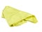 Crumpled yellow microfiber cloth on white background