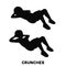 Crunches. Sport exersice. Silhouettes of woman doing exercise. Workout, training.