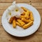 Crunchy Cheese Sticks Or Kastengel Cookies Indonesian Food With White Flower