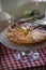 Crunchy freshly baked layered meat pie