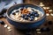 Crunchy Oatmeal almonds bowl. Generate Ai