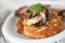 Crunchy potato pancakes with mushrooms