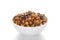 Crunchy Roasted Chana Masala in a white ceramic bowl