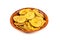 Crunchy sliced dehydrated plantain fruit chips