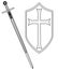Crusaders Sword and Shield Outline Drawing On White