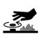 Crush Hand Of Hot Rorating Hazard Black Icon,Vector Illustration, Isolate On White Background Label. EPS10