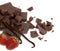 Crushed chocolate with vanilla and strawberries