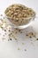 Crushed Hemp hearts or seeds - natural and nutritious dietary supplement suitable for vegans