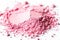 Crushed Pink Blush Makeup Powder Scatter on a White Background