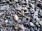 Crushed stone chips heap macro close up