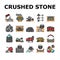 Crushed Stone Mining Collection Icons Set Vector
