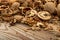 Crushed Walnuts Texture Background