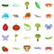 Crustaceans icons set, cartoon style