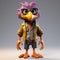 Crustpunk-inspired 3d Model Character For Bird Cartoon Portfolio