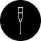 Crutch in black circle icon. Axillary crutch icon. Medical tool for people with disabilities and help after injury. Sign for web p