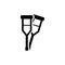 Crutches for Disabled, Medical Walking Sticks. Flat Vector Icon illustration. Simple black symbol on white background. Crutch