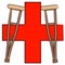 Crutches and first aid symbol