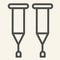 Crutches line icon. Stick with a crosspiece for lame person outline style pictogram on white background. Medical walking