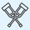 Crutches line icon. Support, disabled lame person walking stick stands. Health care vector design concept, outline style