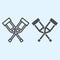 Crutches line and solid icon. Support, disabled lame person walking stick stands. Health care vector design concept