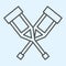 Crutches thin line icon. Support, disabled lame person walking stick stands. Health care vector design concept, outline