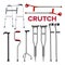 Crutches And Walking Stick Collection Set Vector