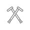 Crutches, walking sticks, crutch line icon.