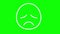 Cry Emoji Line Icon Green Screen Chroma Key.