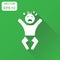 Crying baby icon. Business concept anger emotions child pictogram. Vector illustration on green background with long shadow.