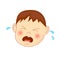 Crying baby on white background.