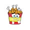 Crying cartoon illustration of Bucket of chicken