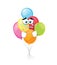 Crying cartoon illustration of bunch of baloons