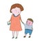 Crying child and mom illustration