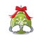 Crying christmas ball green with mascot shape