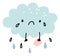 Crying cloud. Cute rain symbol. Kid weather illustration